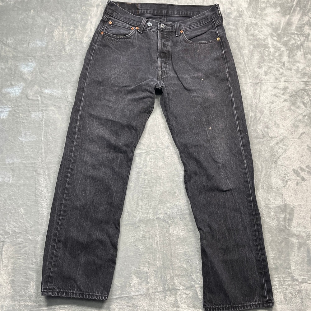 Levi's 501 Original Fit Jeans Mens Black Faded Straight Leg Button Fly 33x30‎